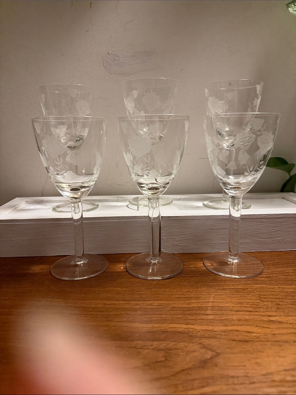 Vintage 1950s Etched Cordial Glasses (Set of 6)